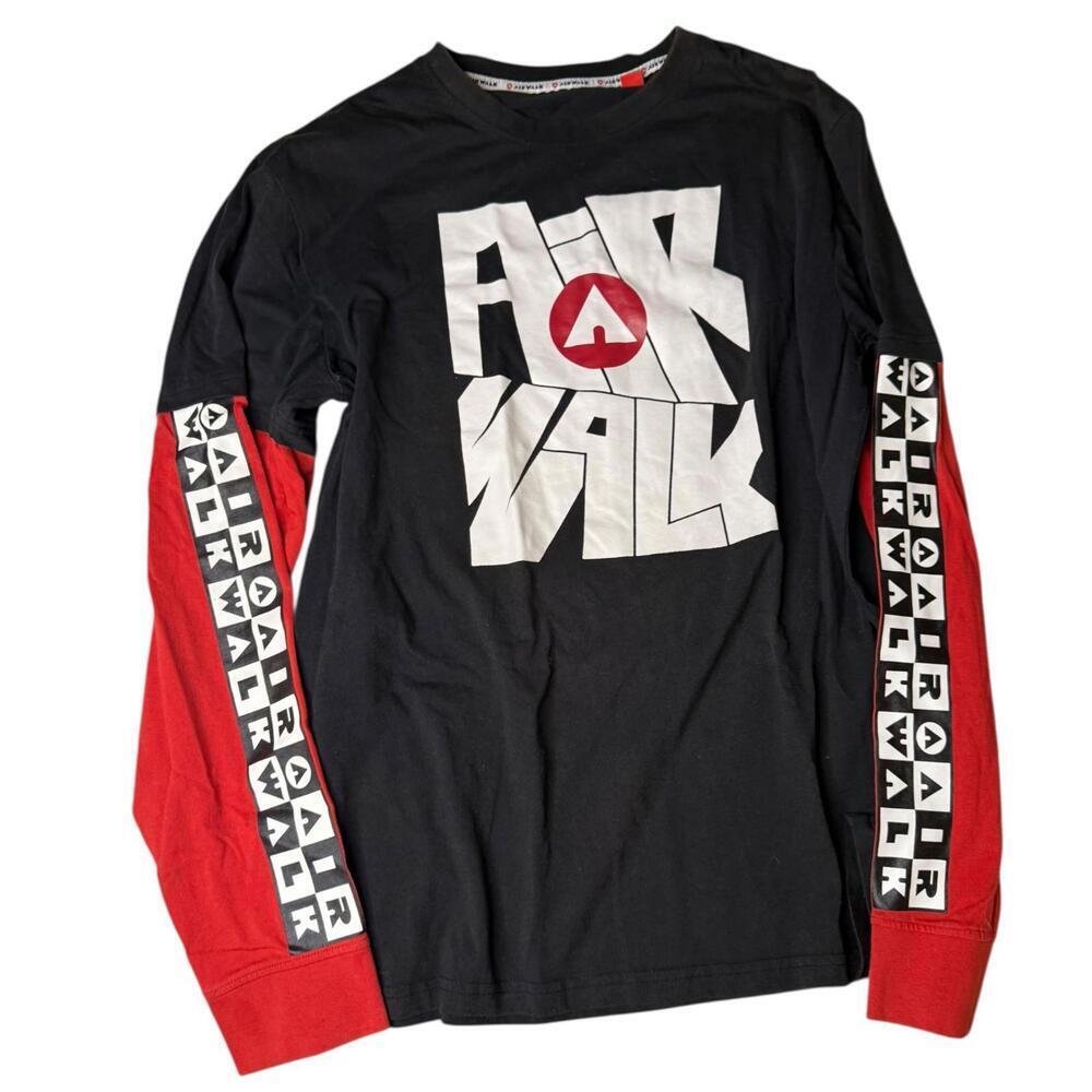 Airwalk Black Red Long Sleeve Graphic Tee Size S